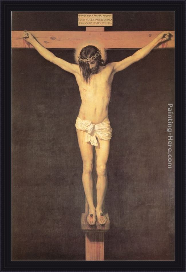 Framed Diego Rodriguez de Silva Velazquez christ on the cross painting