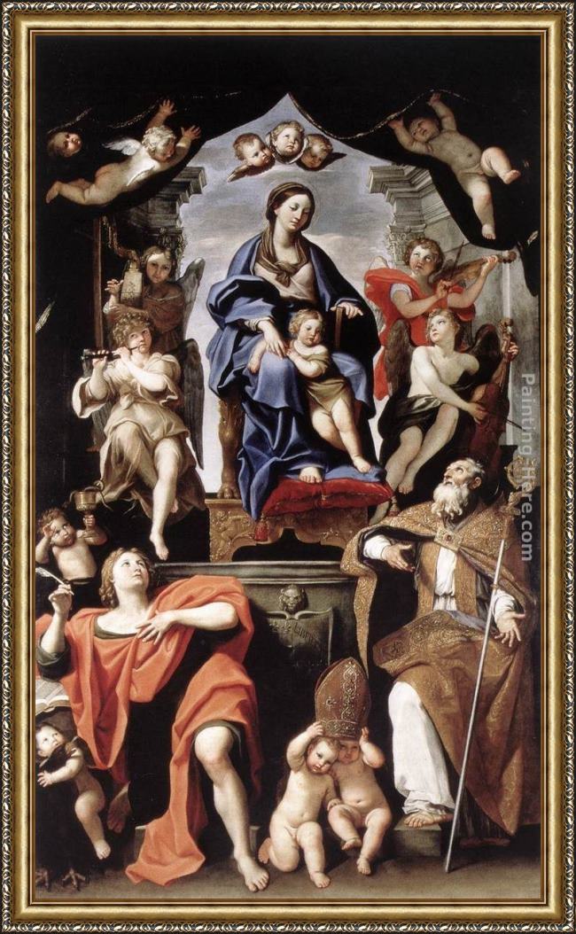 Framed Domenichino madonna and child with st petronius and st john the baptist painting