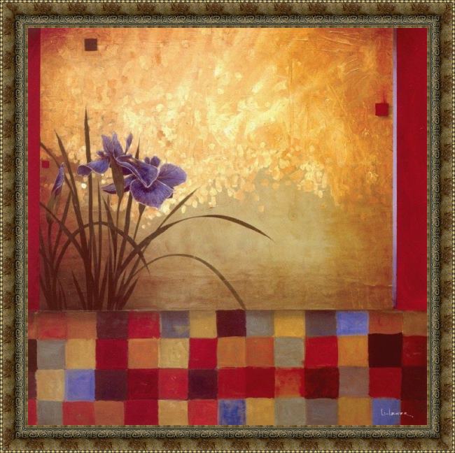 Framed Don Li-Leger iris quilt painting