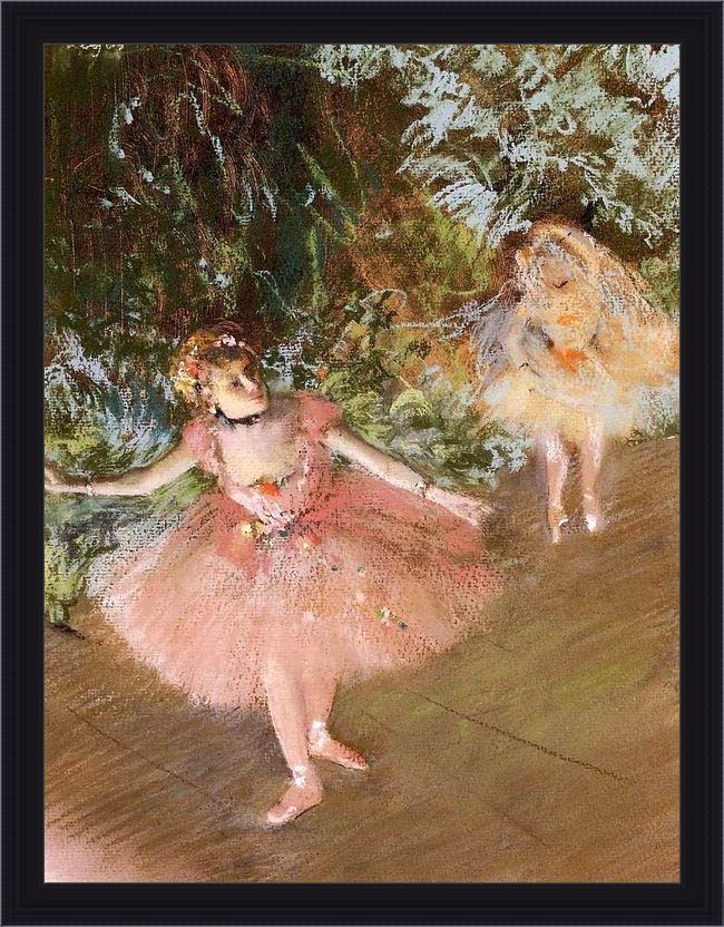 Framed Edgar Degas dancer on stage painting