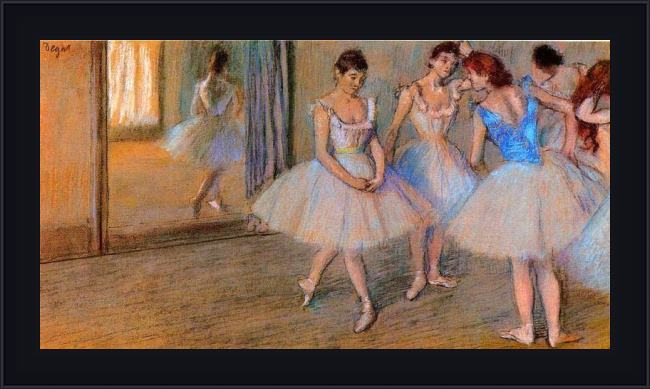Framed Edgar Degas dancers in the studio painting