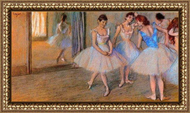 Framed Edgar Degas dancers in the studio painting