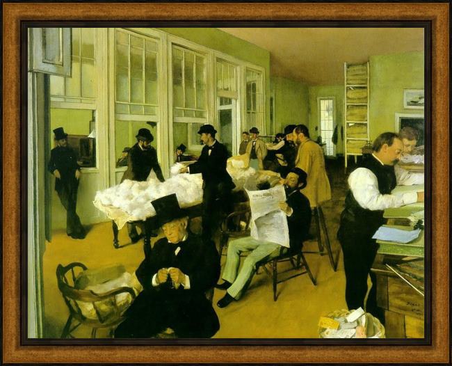 Framed Edgar Degas portrait in a new orleans cotton office painting
