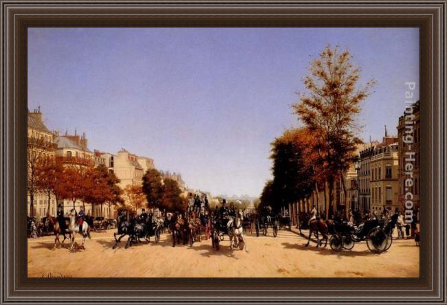 Framed Edmond Grandjean view of the champs-elysees from the place de l'etoile painting