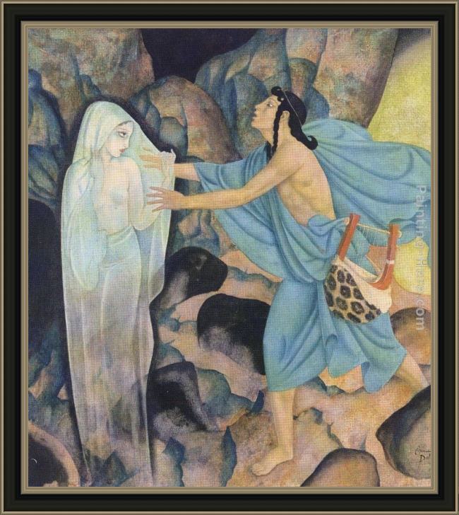 Framed Edmund Dulac orpheus and eurydice painting