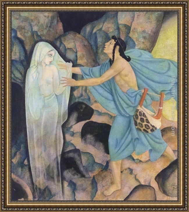 Framed Edmund Dulac orpheus and eurydice painting