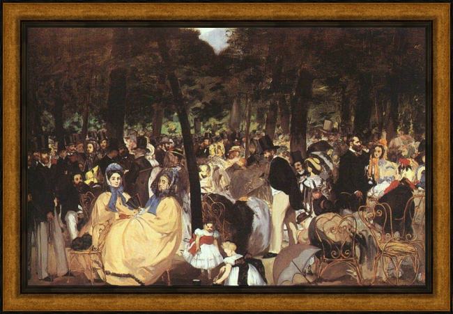 Framed Edouard Manet concert in the tuileries painting