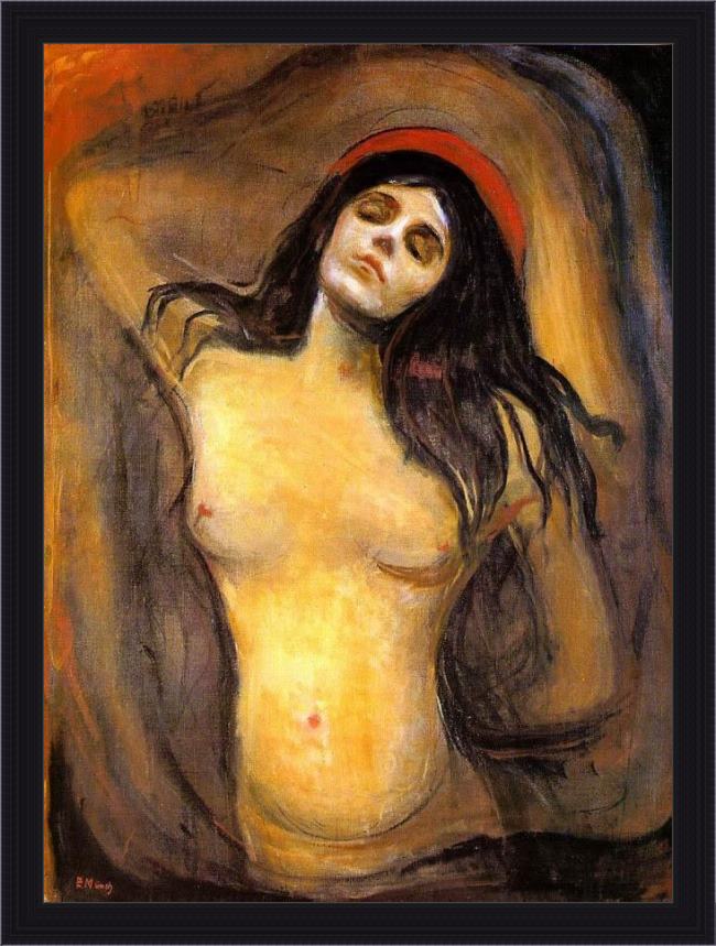Framed Edvard Munch madonna painting