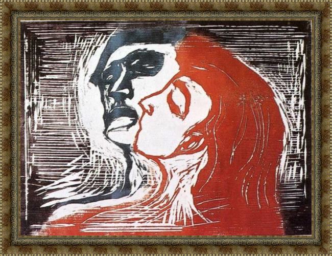 Framed Edvard Munch man and woman painting