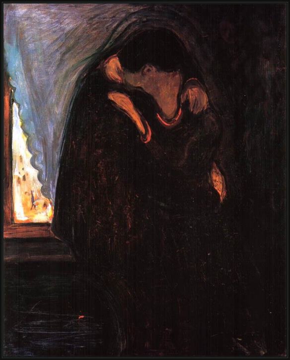 Framed Edvard Munch the kiss ii painting
