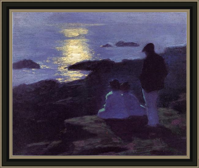 Framed Edward Henry Potthast a summer's night painting