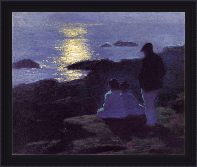 Framed Edward Henry Potthast a summer's night painting