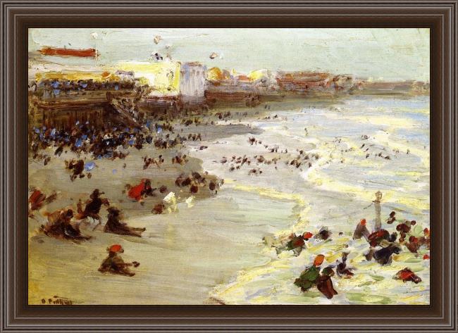 Framed Edward Henry Potthast coney island painting