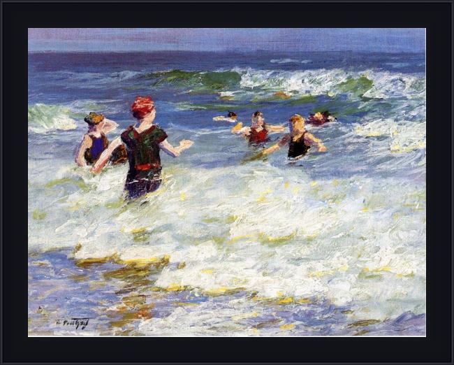 Framed Edward Henry Potthast in the surf 1 painting