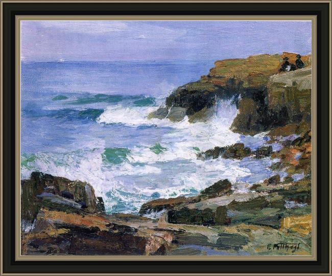 Framed Edward Henry Potthast looking out to sea painting