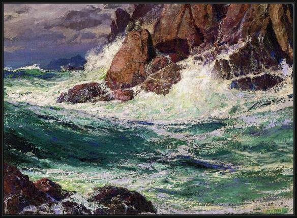 Framed Edward Henry Potthast stormy seas painting