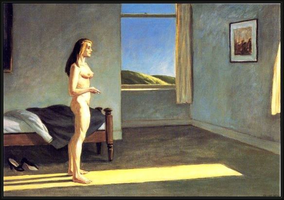 Framed Edward Hopper a woman in the sun painting
