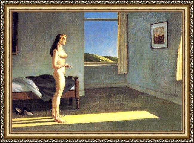 Framed Edward Hopper a woman in the sun painting