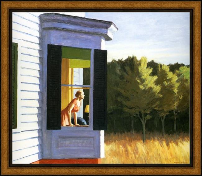 Framed Edward Hopper cape cod morning painting