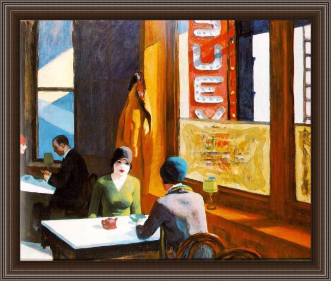 Framed Edward Hopper chop suey painting