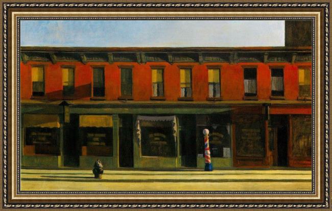 Framed Edward Hopper early sunday morning painting