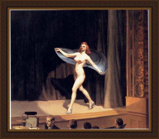 Framed Edward Hopper girlie show painting