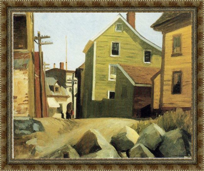 Framed Edward Hopper italian quarter gloucester painting