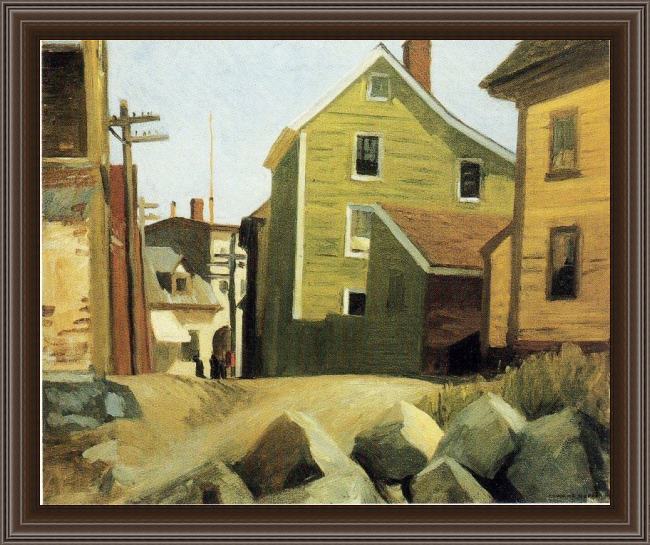 Framed Edward Hopper italian quarter gloucester painting