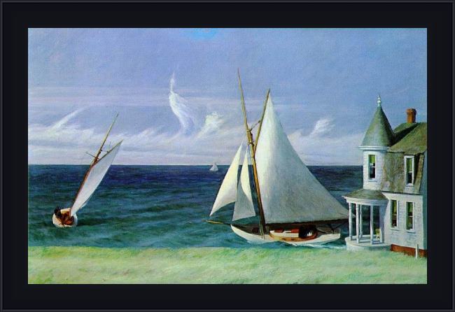 Framed Edward Hopper lee shore painting