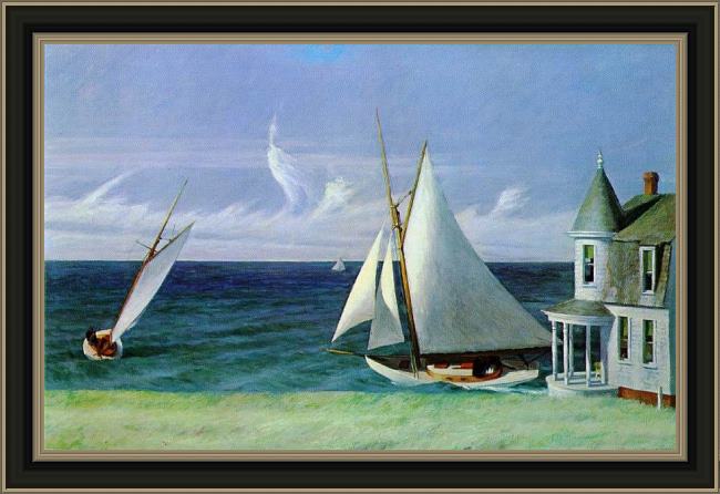 Framed Edward Hopper lee shore painting