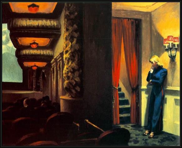 Framed Edward Hopper new york movie painting