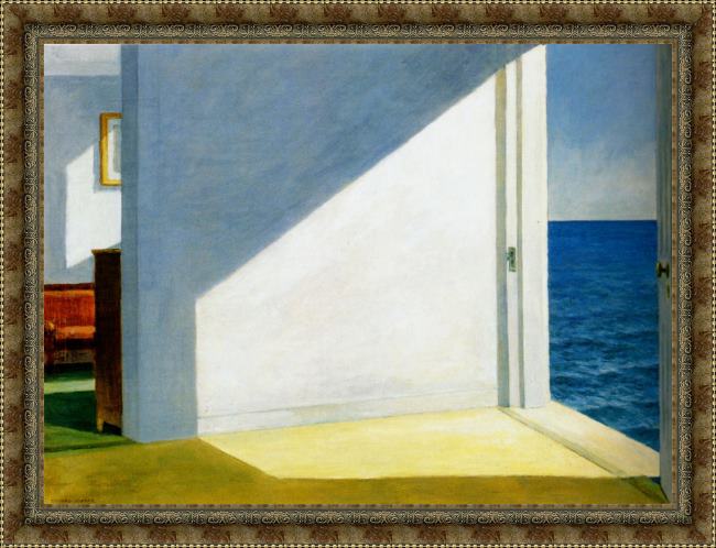 Framed Edward Hopper rooms by the sea painting