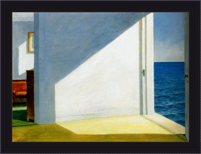 Framed Edward Hopper rooms by the sea painting