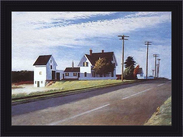 Framed Edward Hopper route 6 eastham painting