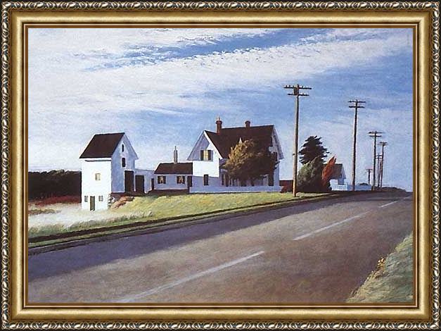 Framed Edward Hopper route 6 eastham painting