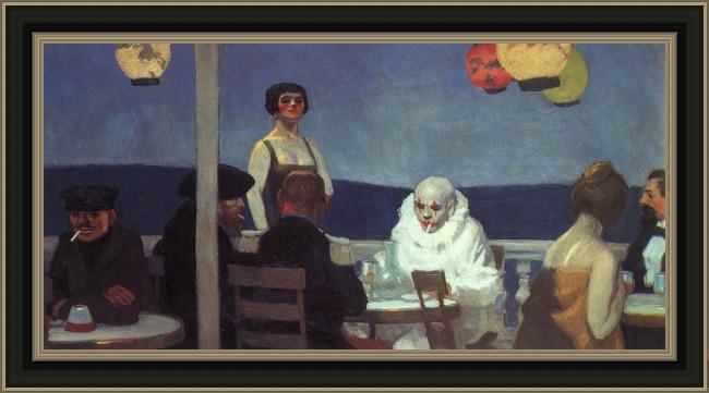 Framed Edward Hopper soir bleu painting