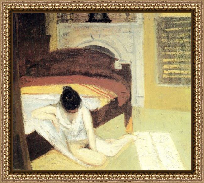 Framed Edward Hopper summer interior painting