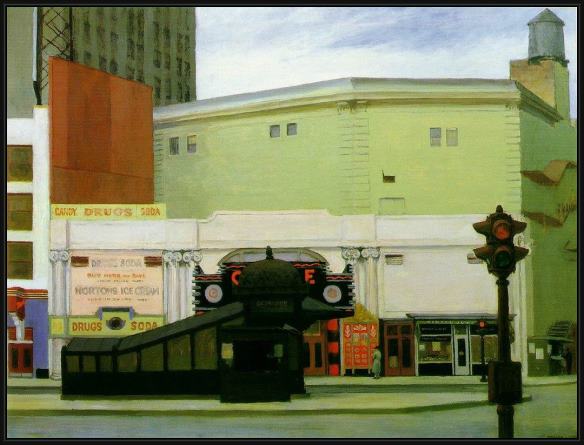 Framed Edward Hopper the circle theatre painting