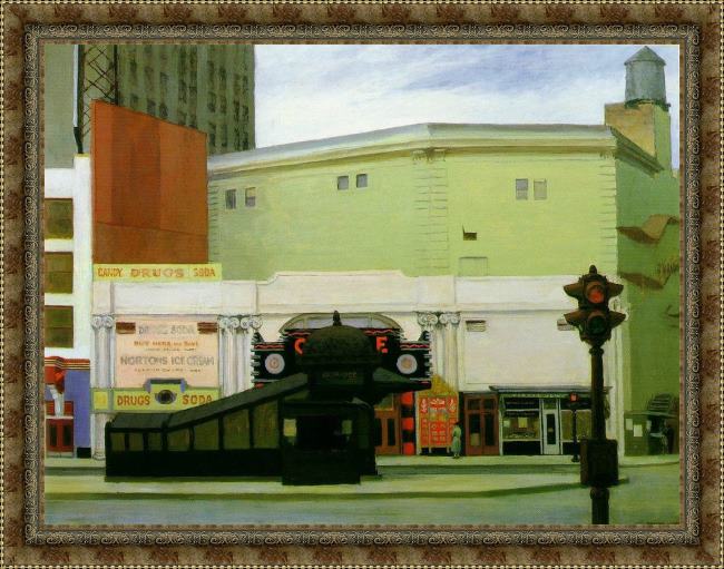 Framed Edward Hopper the circle theatre painting