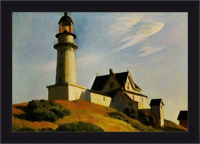 Framed Edward Hopper the lighthouse at two lights painting