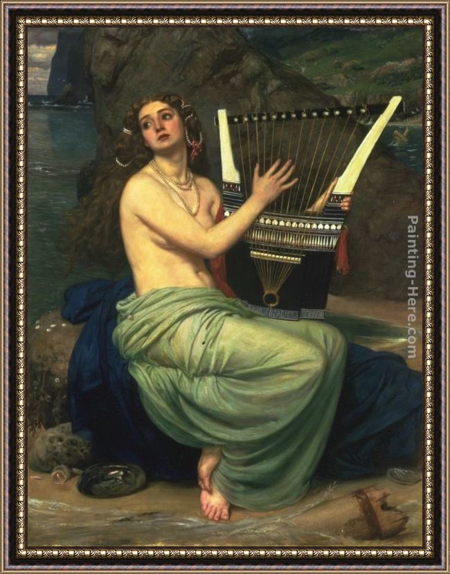 Framed Edward John Poynter the siren painting
