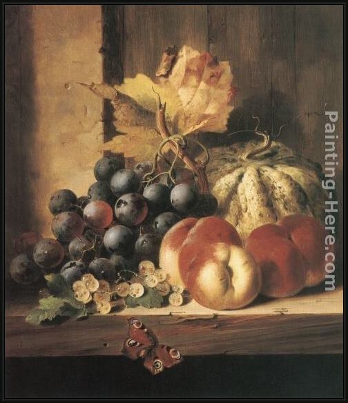 Framed Edward Ladell still life of fruit painting