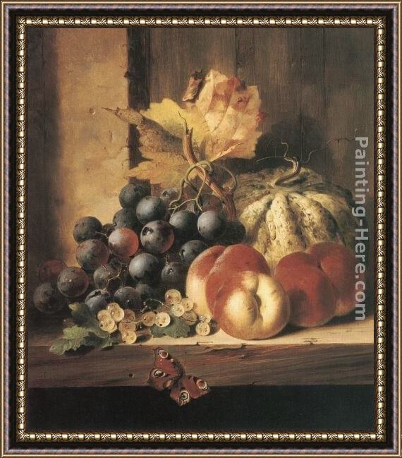 Framed Edward Ladell still life of fruit painting