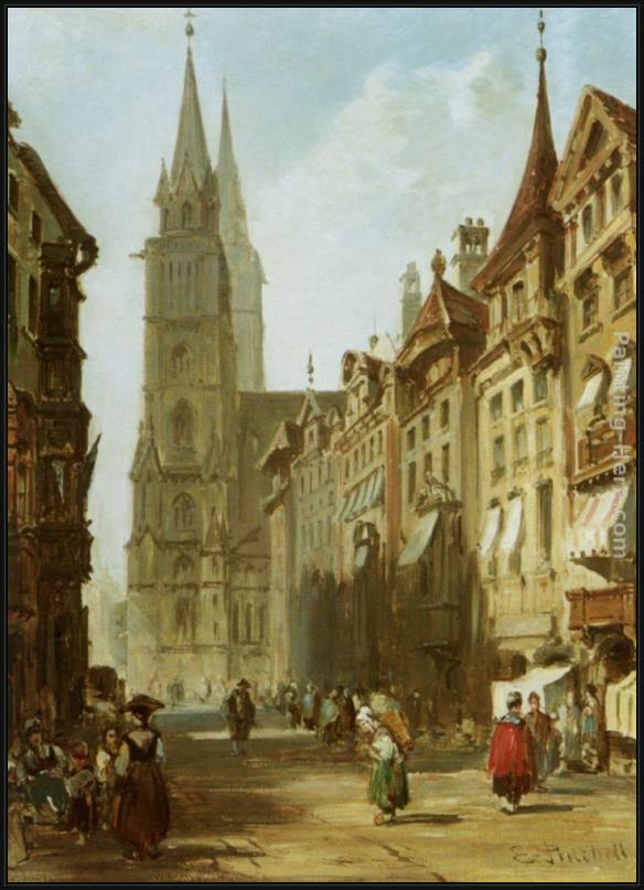 Framed Edward Pritchett nuremberg painting