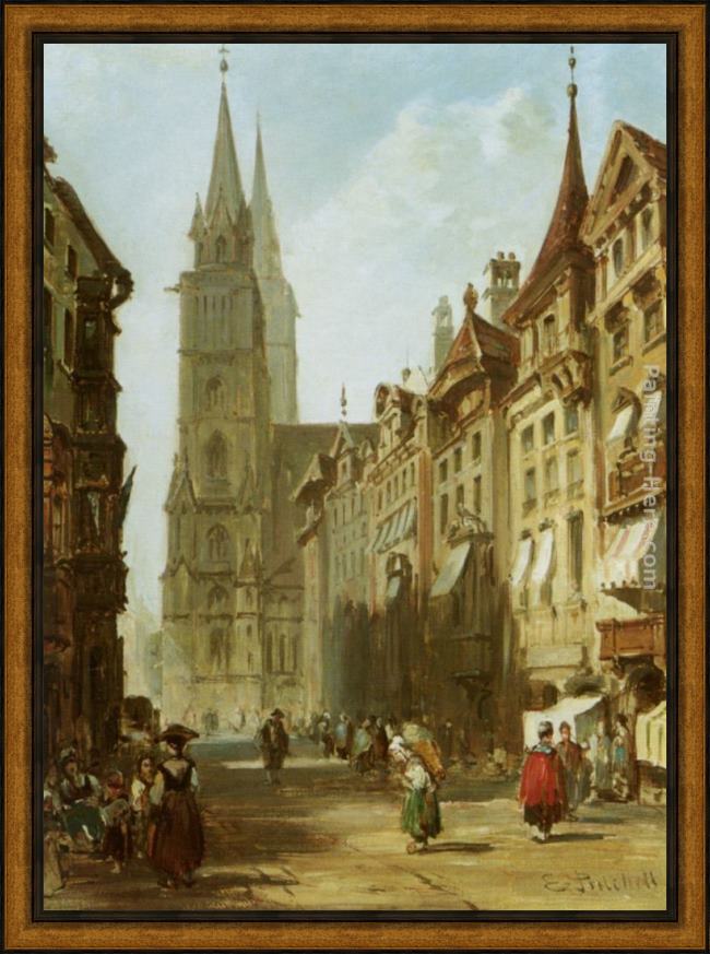 Framed Edward Pritchett nuremberg painting