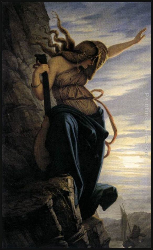 Framed Edward von Steinle the lorelei painting