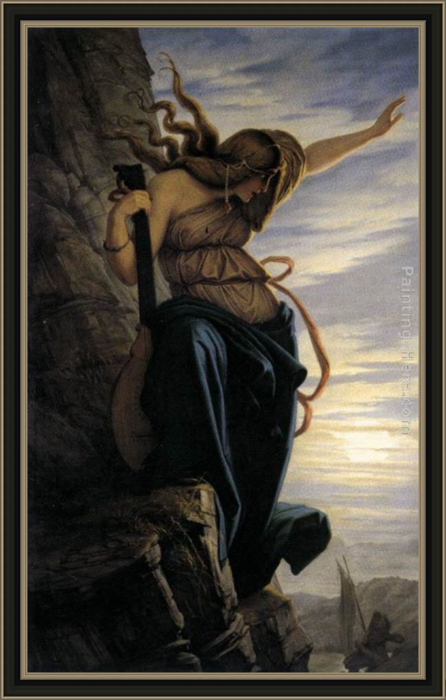 Framed Edward von Steinle the lorelei painting