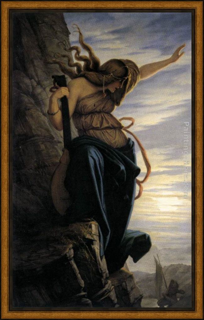 Framed Edward von Steinle the lorelei painting