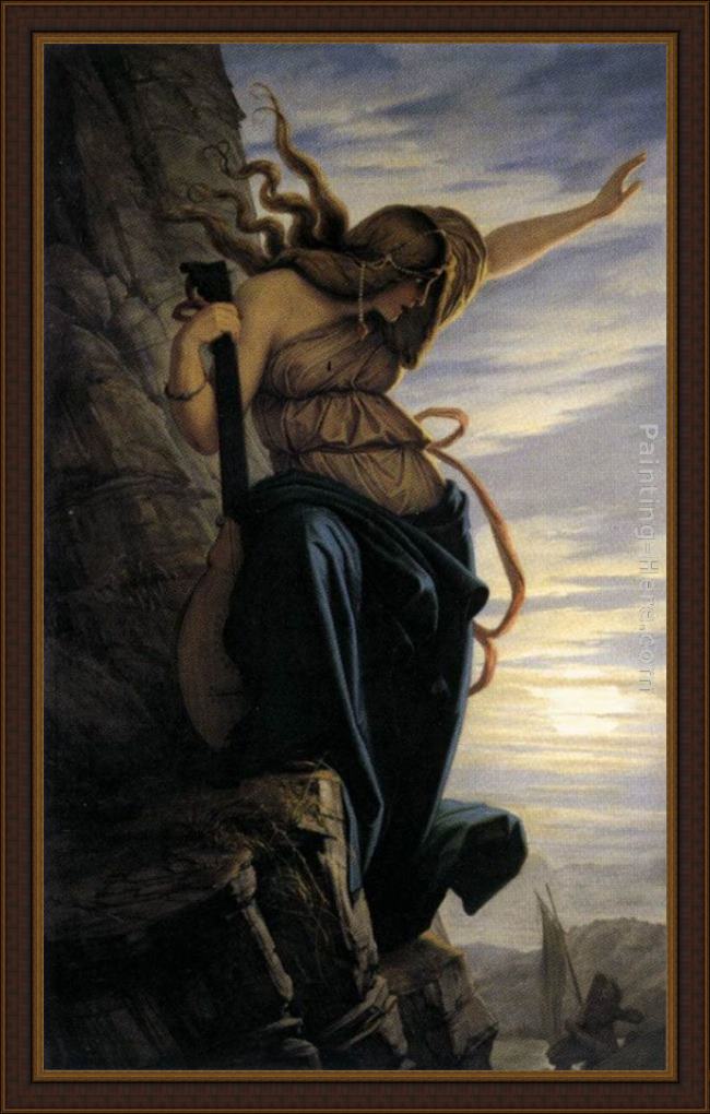 Framed Edward von Steinle the lorelei painting