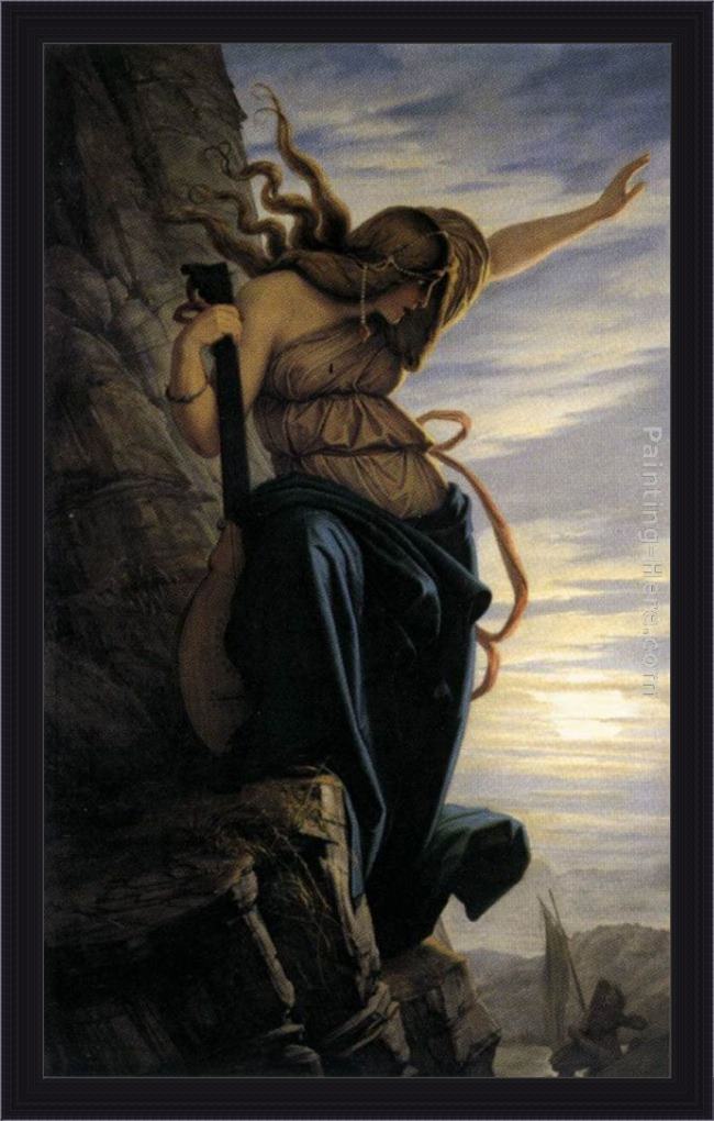 Framed Edward von Steinle the lorelei painting